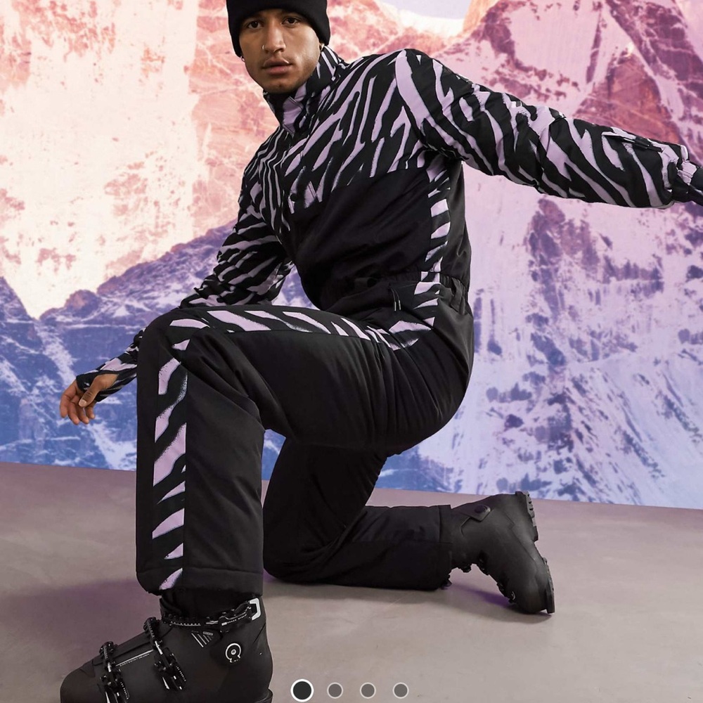 ASOS Black and Purple Ski suit
